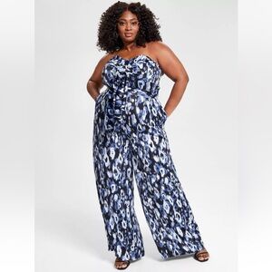 Nina Parker strapless jumpsuit, tie front bodice, sweetheart neckline + pockets!